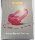 These are pink Heyday wired on-ear headphones with a built-in microphone.