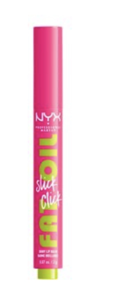 This is a NYX Professional Makeup Fat Oil Slick Click Lip Balm in pink.