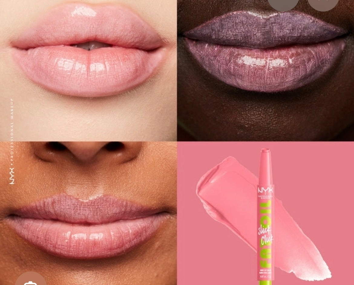 This is a NYX Professional Makeup Fat Oil Slick Click Lip Balm in pink.