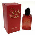 This is a Meta-Bosem She Rouge for Women Eau de Parfum spray in a 3.4 fluid ounce bottle.This fragrance is described as having a floral and fruity scent profile.