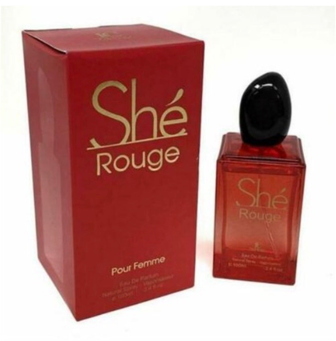 This is a Meta-Bosem She Rouge for Women Eau de Parfum spray in a 3.4 fluid ounce bottle.This fragrance is described as having a floral and fruity scent profile.