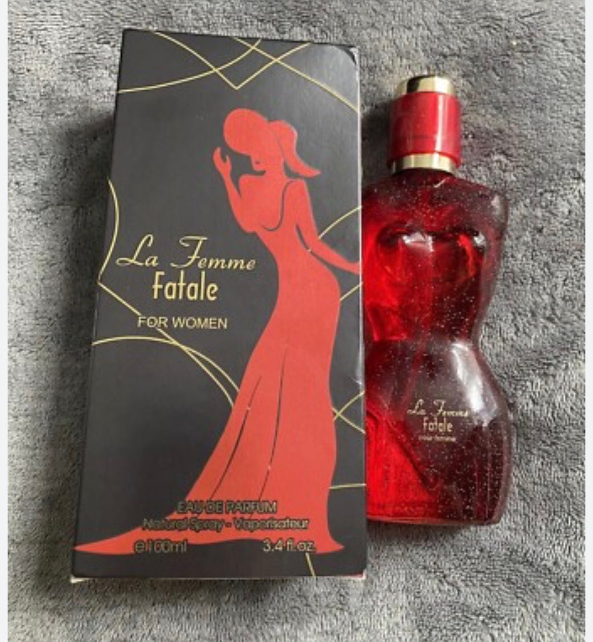 This is a 100ml bottle of La Femme Fatale Eau de Parfum for women.This fragrance is an oriental floral scent designed for women.