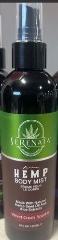 This is a Serenata Velvet Crush Sparkle hemp body mist.