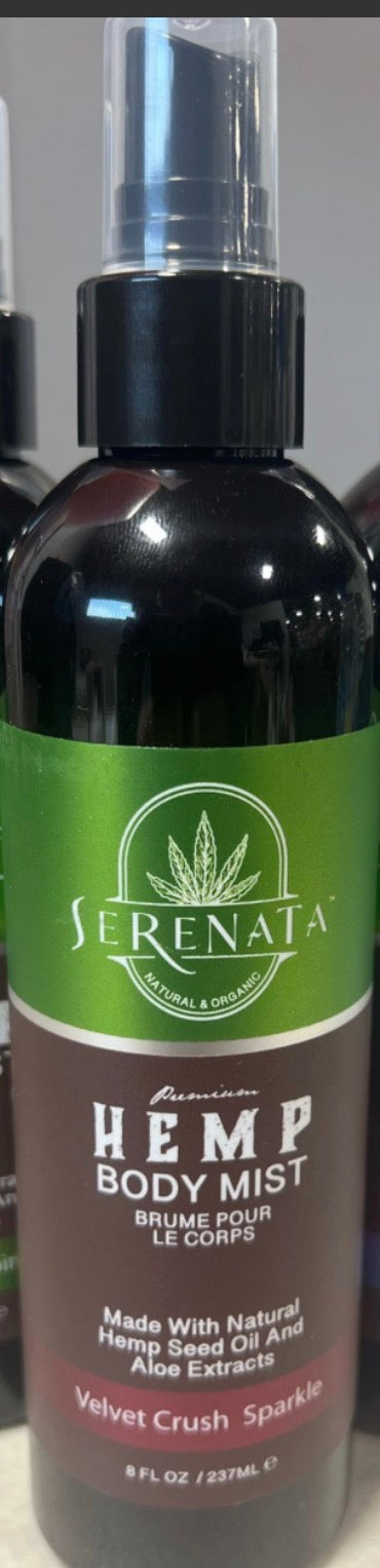 This is a Serenata Velvet Crush Sparkle hemp body mist.