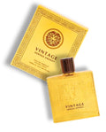 This is a Secret Plus Vintage Heroes Energy men's eau de parfum, featuring a gold box designed with a Greek key border.