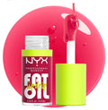 This is a NYX Professional Makeup Fat Oil Lip Drip in a bright green cap with a tinted gloss.