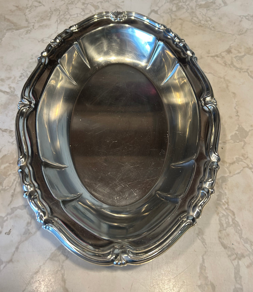 This is a vintage used Alfra Alessi Barocco Italian stainless steel serving bowl.
