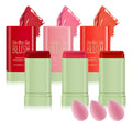 This is a Maybelucky On-the-Go Blush tinted moisture stick in a green and gold package.