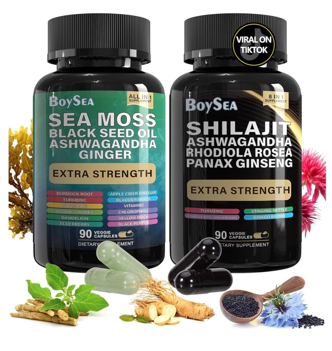 Boysea Shilajit and Sea Moss Supplement Bundle